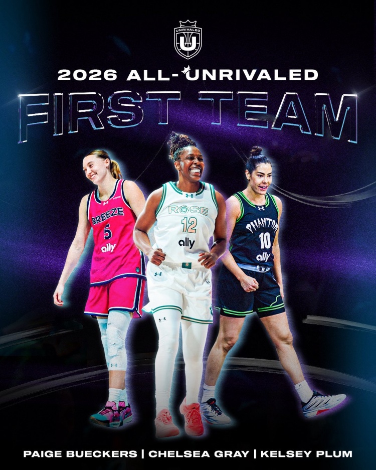 V体育官方-Unrivaled联赛公布最佳阵容一阵：佩奇·布克斯/普拉姆/格雷当选